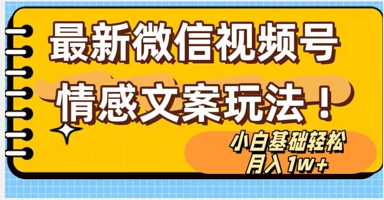 微信视频号情感文案最新玩法，小白轻松月入1万+无脑搬运【揭秘】-沐风资源库
