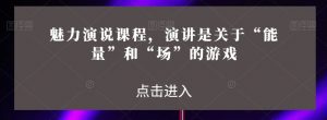 魅力演说课程，演讲是关于“能量”和“场”的游戏-沐风资源库