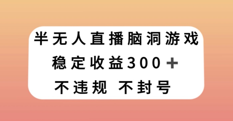 半无人直播脑洞小游戏，每天收入300+，保姆式教学小白轻松上手【揭秘】-沐风资源库