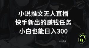 小说推文无人直播，快手新出的赚钱任务，小白也能日入300+【揭秘】-沐风资源库