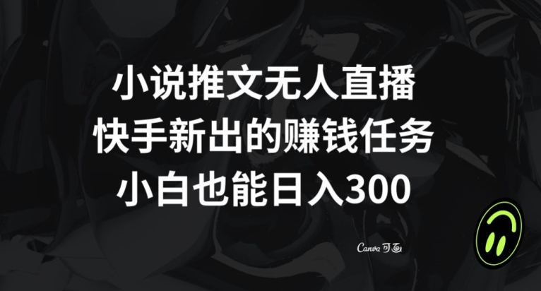 小说推文无人直播，快手新出的赚钱任务，小白也能日入300+【揭秘】-沐风资源库