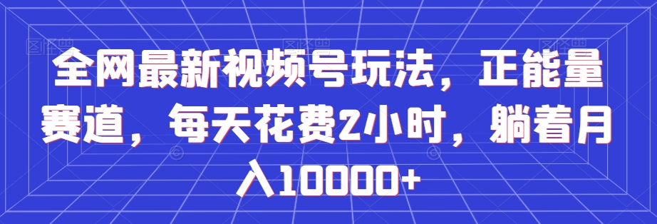 全网最新视频号玩法，正能量赛道，每天花费2小时，躺着月入10000+【揭秘】-沐风资源库