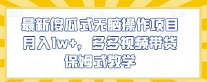 最新傻瓜式无脑操作项目月入1w+，多多视频带货保姆式教学【揭秘】-沐风资源库