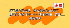 GPT指令实战课，学会使用ChatGPT，解决工作学习中一个个具体问题，真正提高效率-沐风资源库