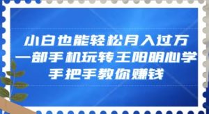 小白也能轻松月入过万,一部手机玩转王阳明心学,手把手教你赚钱【揭秘】-沐风资源库