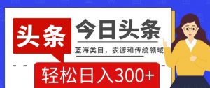 AI头条传统和农谚领域，蓝海类目，搬运+AI优化，轻松日入300+【揭秘】-沐风资源库