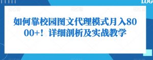 如何靠校园图文代理模式月入8000+！详细剖析及实战教学【揭秘】-沐风资源库