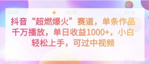 抖音“超燃爆火”赛道，单条作品千万播放，单日收益1000+，小白轻松上手，可过中视频【揭秘】-沐风资源库