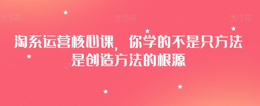 淘系运营核心课，你学的不是只方法是创造方法的根源-沐风资源库