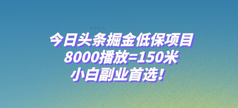 今日头条掘金低保项目，8000播放=150米，小白副业首选【揭秘】-沐风资源库
