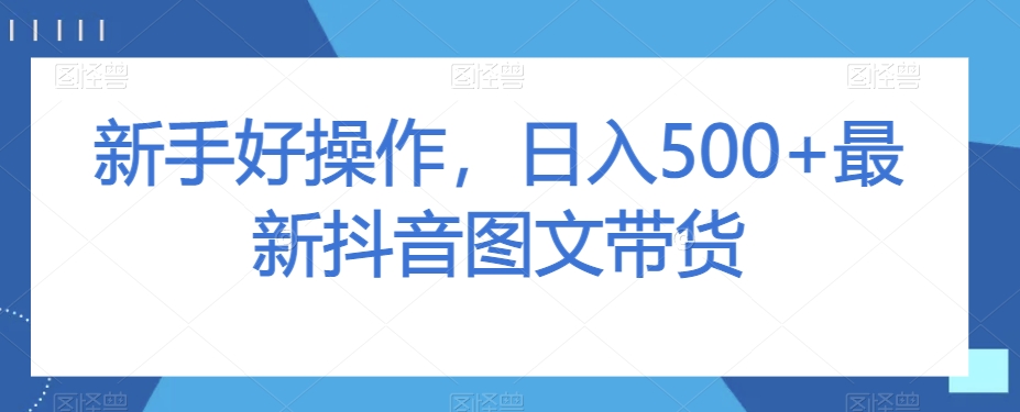 新手好操作，日入500+最新抖音图文带货【揭秘】-沐风资源库