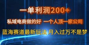 一单利润200私域电商做的好，一个人顶一家公司蓝海赛道最新玩法【揭秘】-沐风资源库