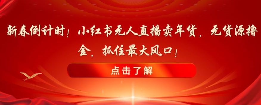 新春倒计时！小红书无人直播卖年货，无货源撸金，抓住最大风口【揭秘】-沐风资源库
