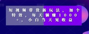短视频带货新玩法，加个特效，每天躺赚1000+，小白当天见收益【揭秘】-沐风资源库