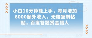 小白10分钟能上手，每月增加6000额外收入，无脑复制粘贴‌，百度答题赏金猎人【揭秘】-沐风资源库