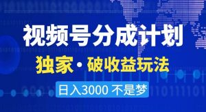 视频号分成计划，独家·破收益玩法，日入3000不是梦【揭秘】-沐风资源库