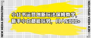 小红书运营创新玩法保姆教学，新手小白都能玩转，月入6000+【揭秘】-沐风资源库