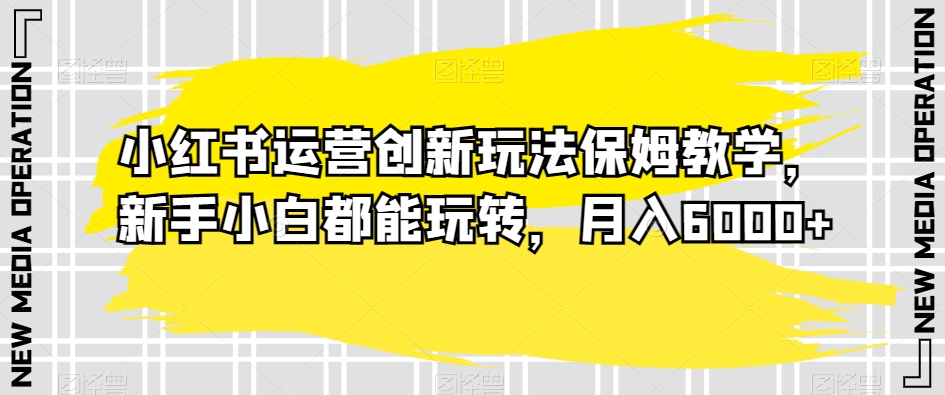 小红书运营创新玩法保姆教学，新手小白都能玩转，月入6000+【揭秘】-沐风资源库