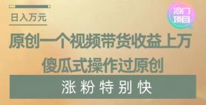 原创一个视频带货收益上万，傻瓜式操作过原创，几分钟做一个视频涨粉特别快【揭秘】-沐风资源库