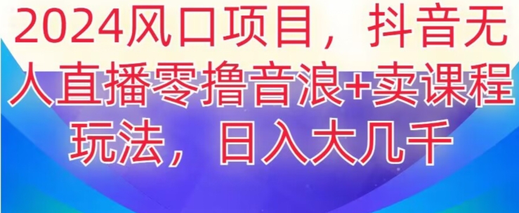 2024风口项目，抖音无人主播撸音浪+卖课程玩法，日入大几千【揭秘】-沐风资源库