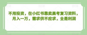 不用投资，在小红书靠卖高考复习资料，月入一万，需求供不应求，全是利润【揭秘】-沐风资源库