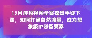 12月底短视频全案操盘手线下课，如何打通自然流量，成为想象级IP必备要素-沐风资源库