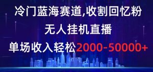冷门蓝海赛道，收割回忆粉，无人挂机直播，单场收入轻松2000-5w+【揭秘】-沐风资源库