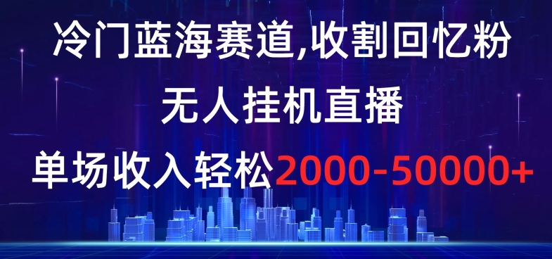 冷门蓝海赛道，收割回忆粉，无人挂机直播，单场收入轻松2000-5w+【揭秘】-沐风资源库