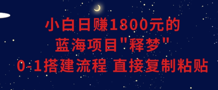 小白能日赚1800元的蓝海项目”释梦”0-1搭建流程可直接复制粘贴长期做【揭秘】-沐风资源库