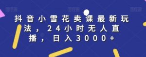 抖音小雪花卖课最新玩法，24小时无人直播，日入3000+【揭秘】-沐风资源库