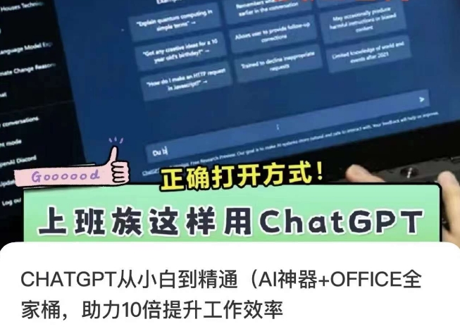 CHATGPT从小白到精通，AI神器+OFFICE全家桶，助力10倍提升工作效率-沐风资源库