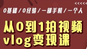 从0到1拍视频vlog变现课，5分钟每天，每月多赚1W-沐风资源库