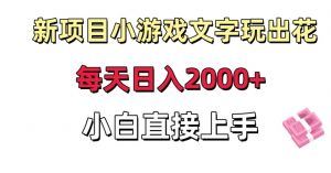 新项目小游戏文字玩出花日入2000+，每天只需一小时，小白直接上手【揭秘】-沐风资源库