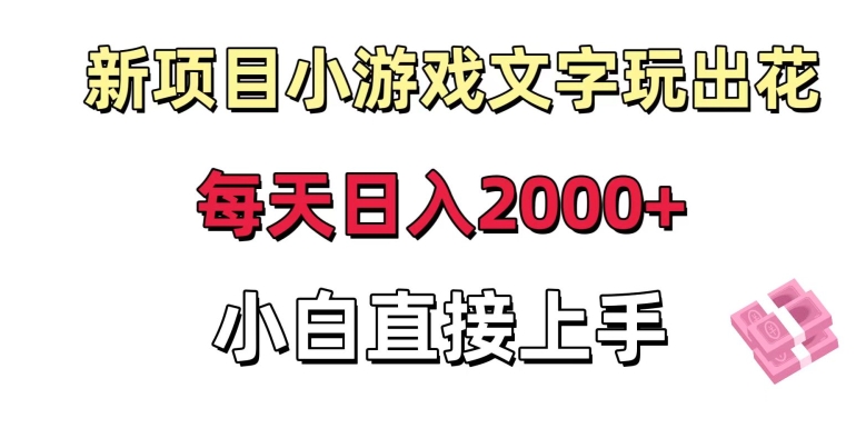 新项目小游戏文字玩出花日入2000+，每天只需一小时，小白直接上手【揭秘】-沐风资源库
