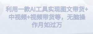利用一款AI工具实现图文带货+中视频+视频带货等，无脑操作月如过万【揭秘】-沐风资源库