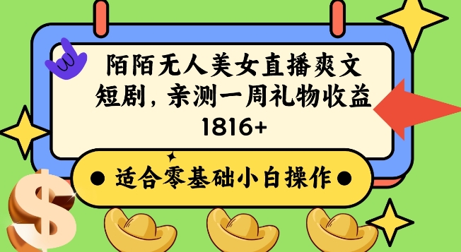 陌陌美女无人直播爽文短剧项目，亲测一个星期1800+【揭秘】-沐风资源库