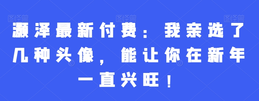 灏泽最新付费：我亲选了几种头像，能让你在新年一直兴旺！-沐风资源库