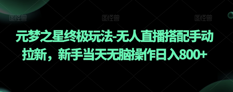 元梦之星终极玩法-无人直播搭配手动拉新，新手当天无脑操作日入800+【揭秘】-沐风资源库