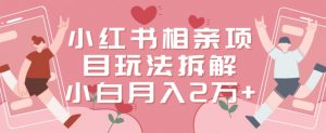 小红书相亲项目玩法拆解，有人通过这个副业项目做到了月收入2万多【揭秘】-沐风资源库