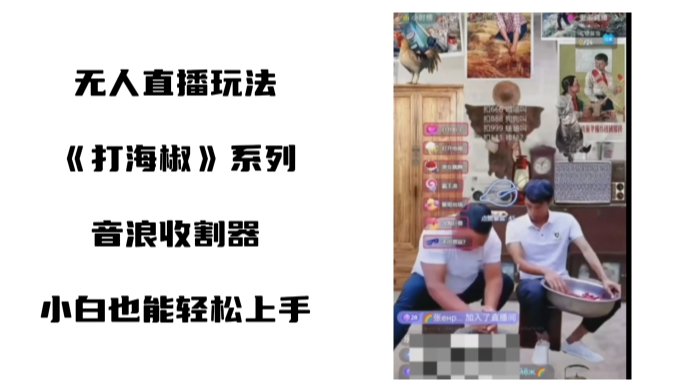 打海椒无人直播整蛊项目，小白轻松上手撸音浪收割器-沐风资源库