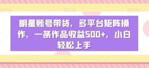 明星账号带货，多平台矩阵操作，一条作品收益500+，小白轻松上手【揭秘】-沐风资源库