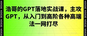 浩哥的GPT落地实战课,主攻GPT,从入门到高阶各种高端法一网打尽-沐风资源库