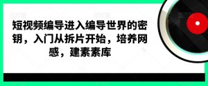 短视频编导进入编导世界的密钥，入门从拆片开始，培养网感，建素素库-沐风资源库