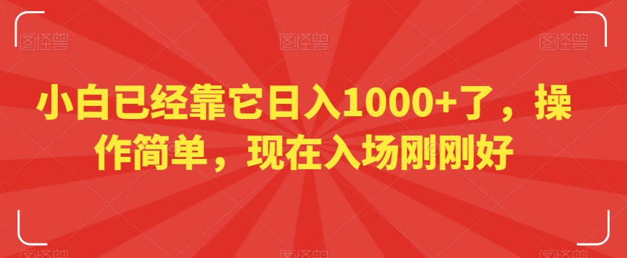 小白已经靠它日入1000+了，操作简单，现在入场刚刚好【揭秘】-沐风资源库