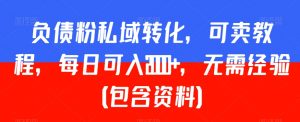 负债粉私域转化，可卖教程，每日可入2000+，无需经验（包含资料）【揭秘】-沐风资源库