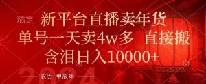 年末红利来了，新平台直播卖年货，单号一天卖4w多，话术场景直接搬，含泪日入1w+【揭秘】-沐风资源库