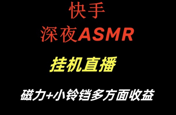 快手深夜ASMR挂机直播，磁力+小铃铛收益（附带工具和5G素材）【揭秘】-沐风资源库