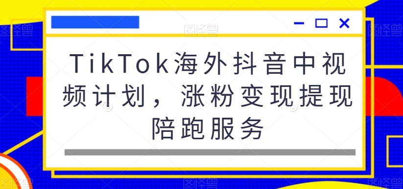 TikTok海外抖音中视频计划，涨粉变现提现陪跑服务-沐风资源库
