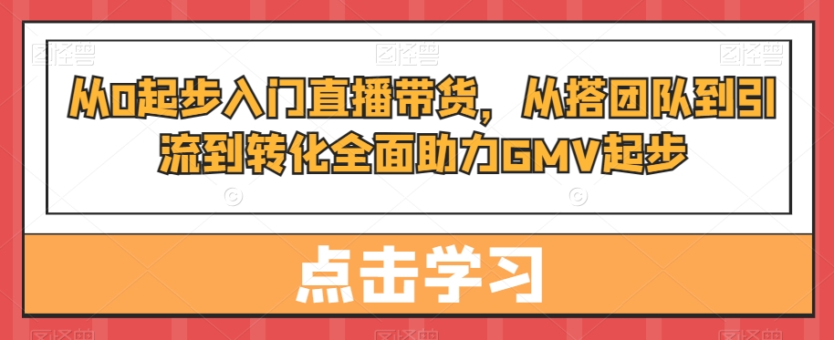 从0起步入门直播带货，​从搭团队到引流到转化全面助力GMV起步-沐风资源库