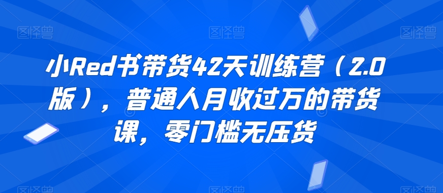 小Red书带货42天训练营（2.0版），普通人月收过万的带货课，零门槛无压货-沐风资源库